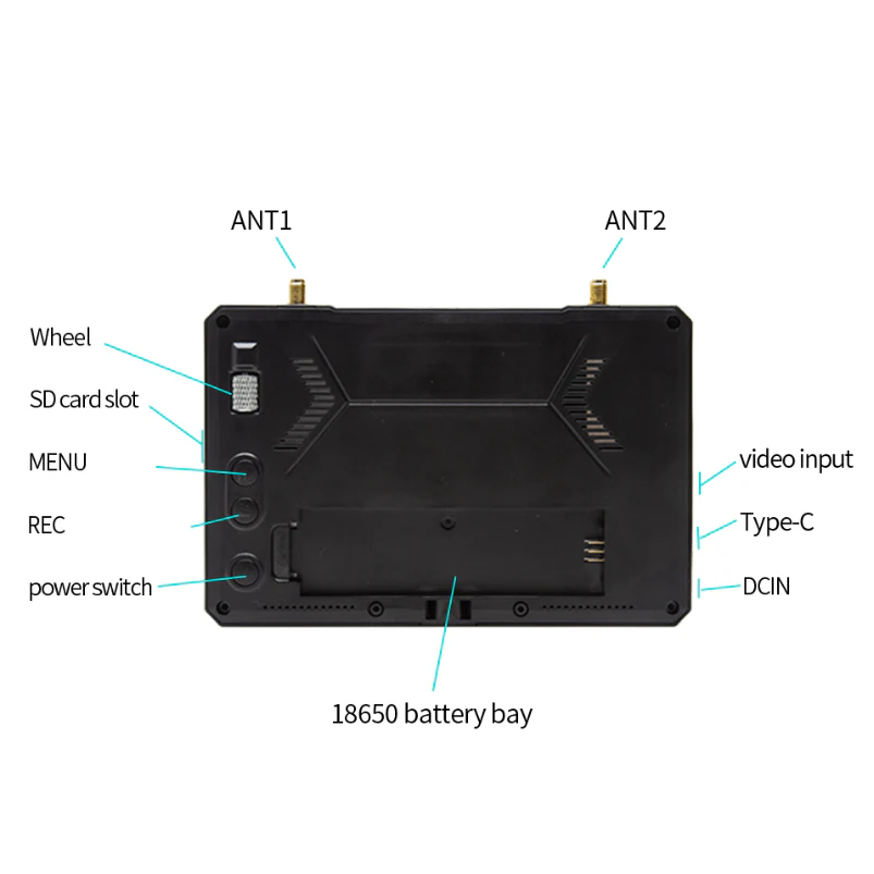 Skyzone M5 5inch LCD 800x480 5.8GHz FPV Monitor with DVR - Image 4